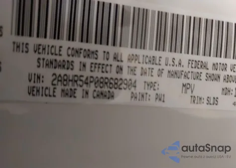 2008 Chrysler Town & Country Touring из США, поврежденный, VIN 2A8HR54P08R682904